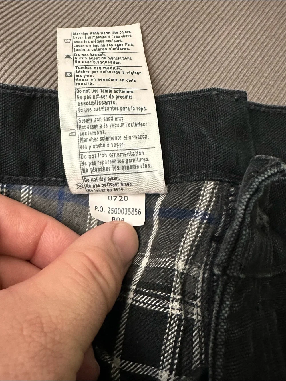 Carhartt B111 BLK Flannel Lined Losse Fit Carpenter Pants Men's 35x32 Distressed